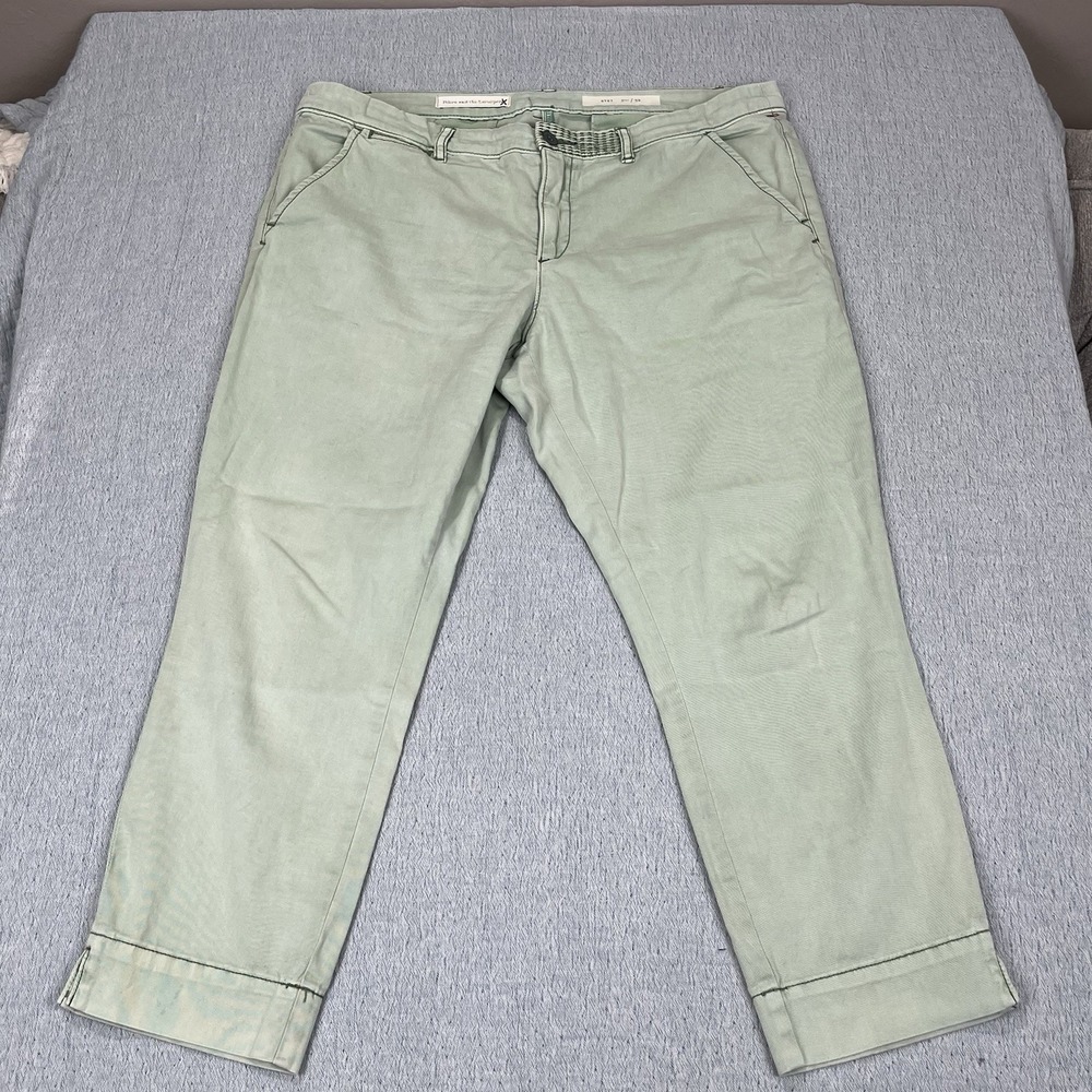 Anthropolgie Pilcro and The Letterpress Capri Green Mid-Rise Stet‎ Size 32